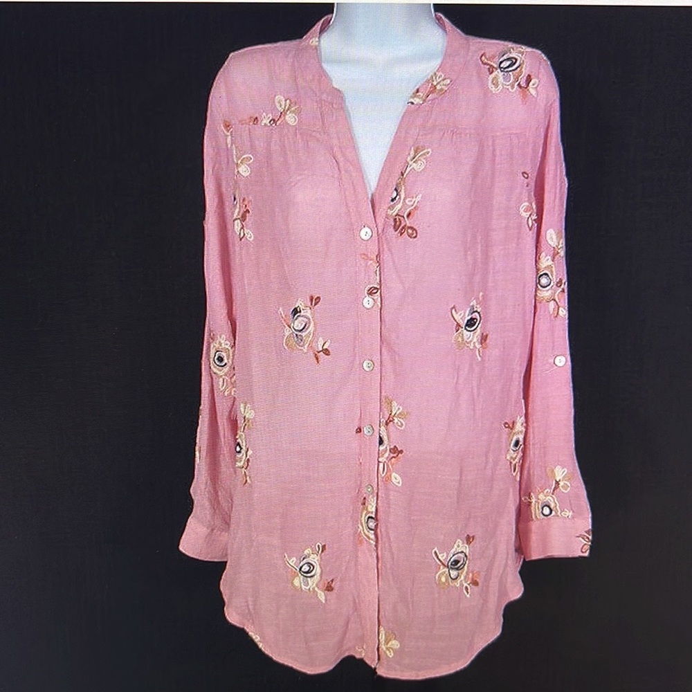 Fig Flower Peasant Blouse Tunic Size S Beautiful Dusty Rose